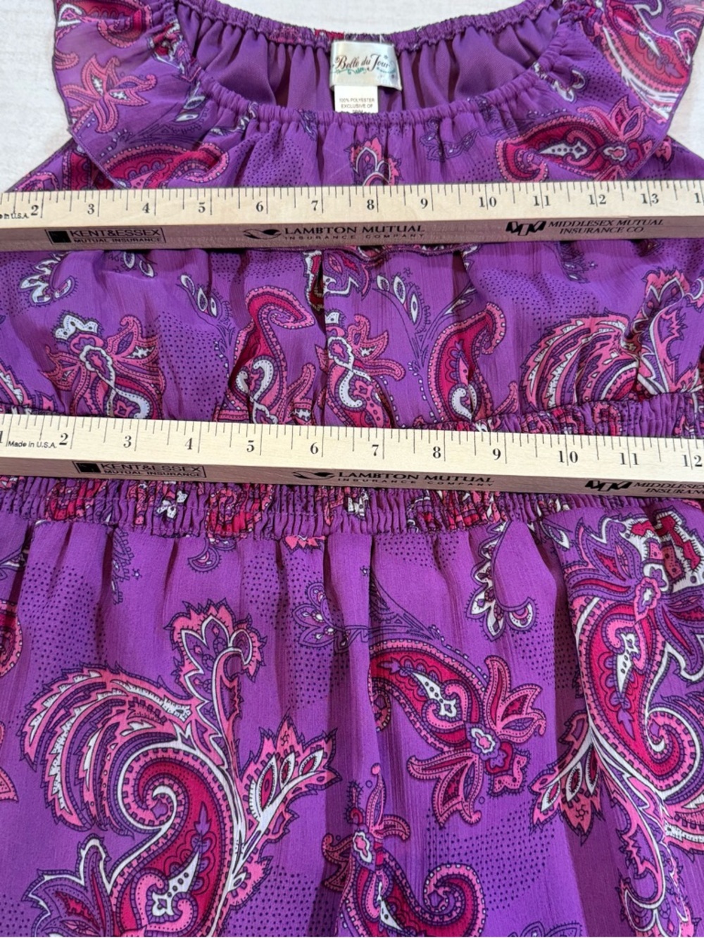 Purple Paisley Ruffle Mini Dress - Women's - Picture 8 of 11